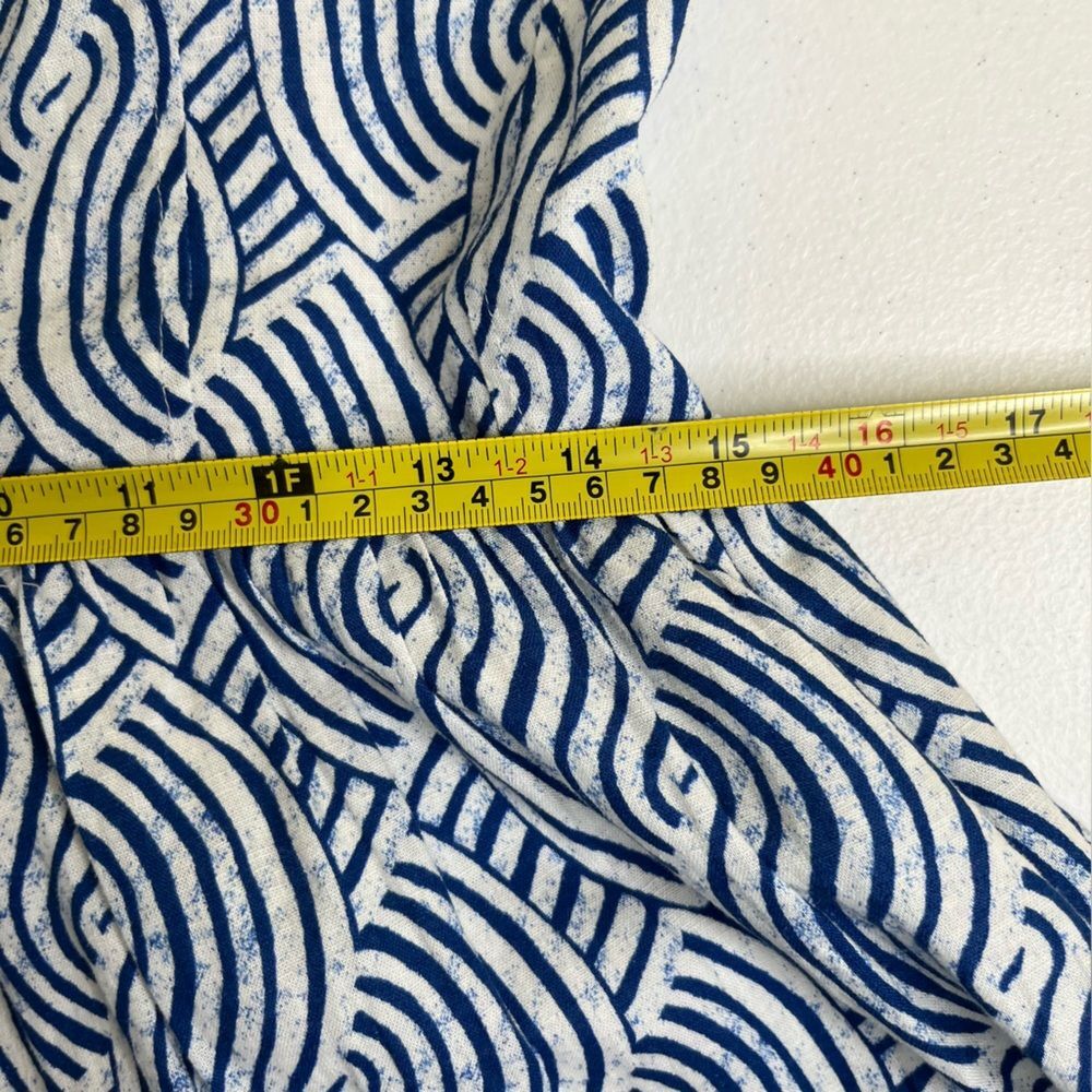H&M Linen Blend Blue White Spaghetti Strap Midi Sundress Smocked Women Small - Picture 13 of 15